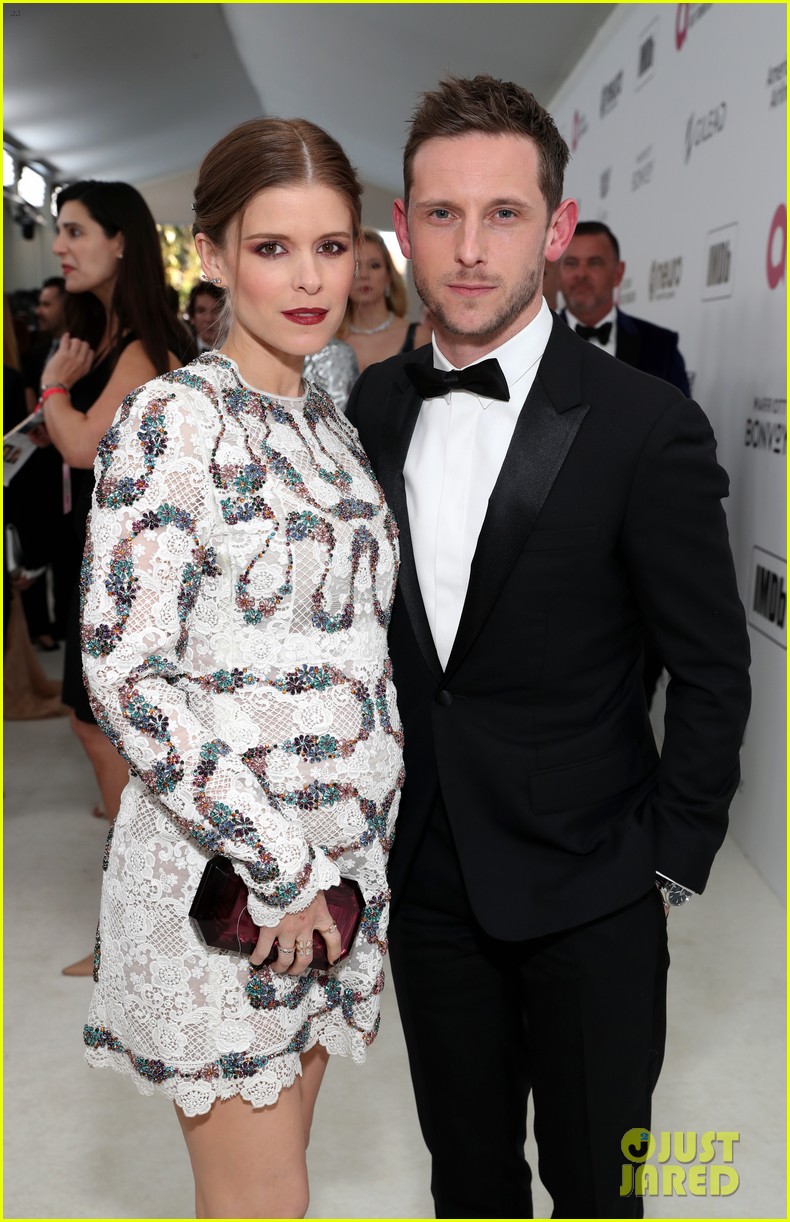 Pregnant Kate Mara & Jamie Bell Attend Elton John's Oscars Viewing