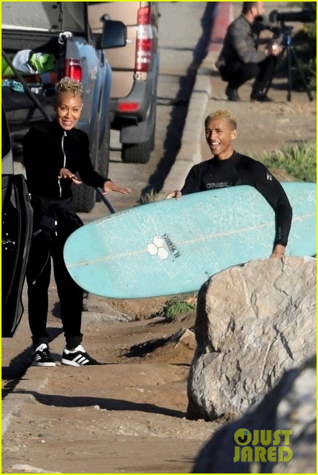 Jada Pinkett Smith & Son Jaden Do Some Surfing in Malibu Photo 4260645