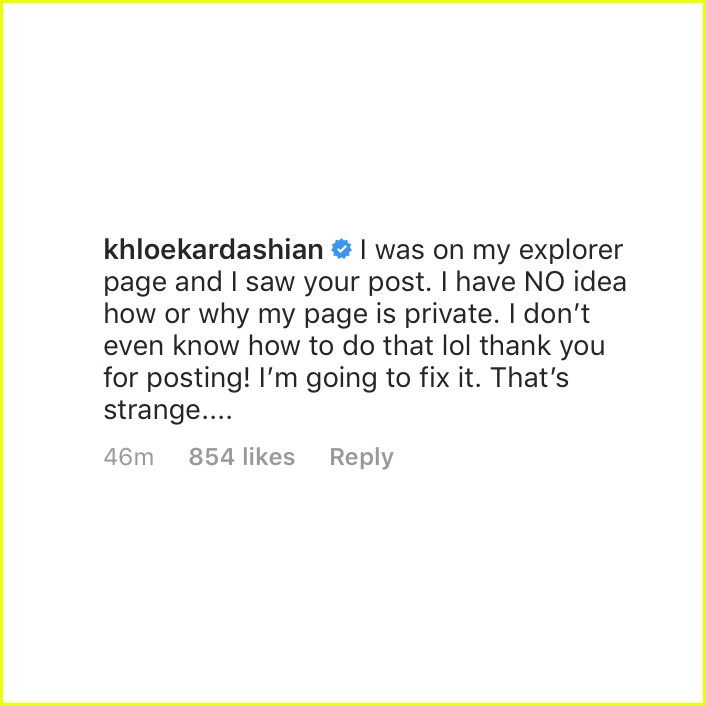 Khloe Kardashian Makes Public Statement After Instagram Page Goes