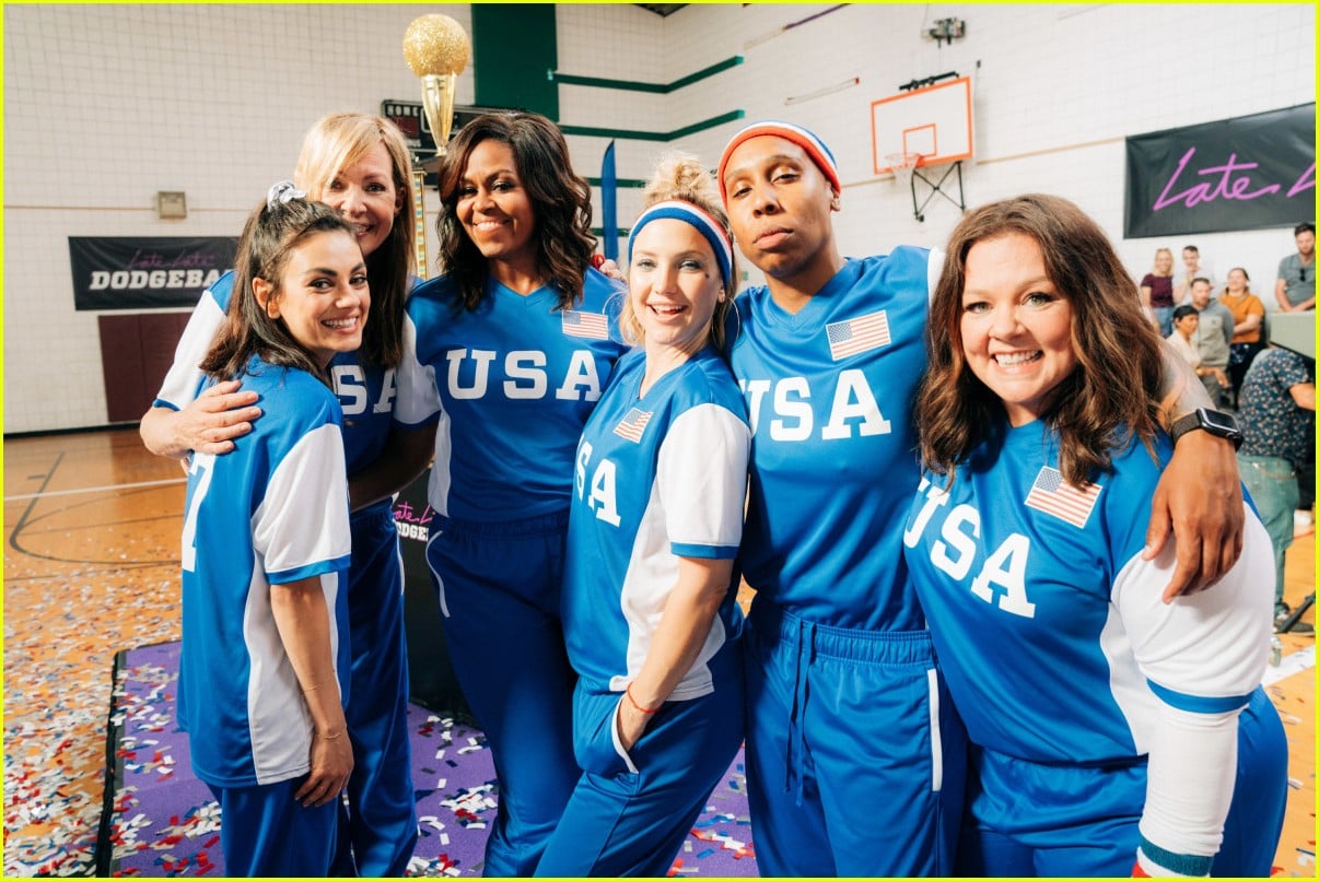 Michelle Obama & James Corden Face Off in a CelebrityFilled Dodgeball Match Watch Now! Photo