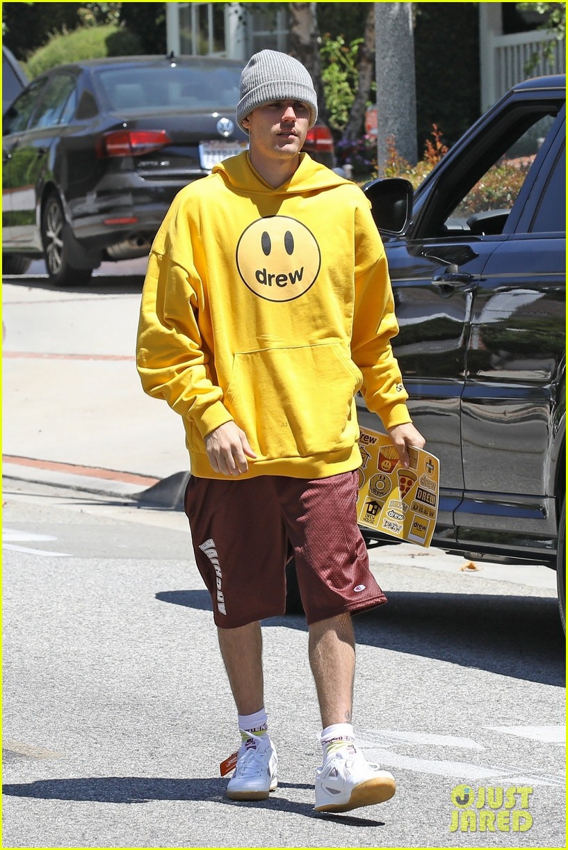 Justin Bieber drapes his body in Drew House while enjoying a hike in LA