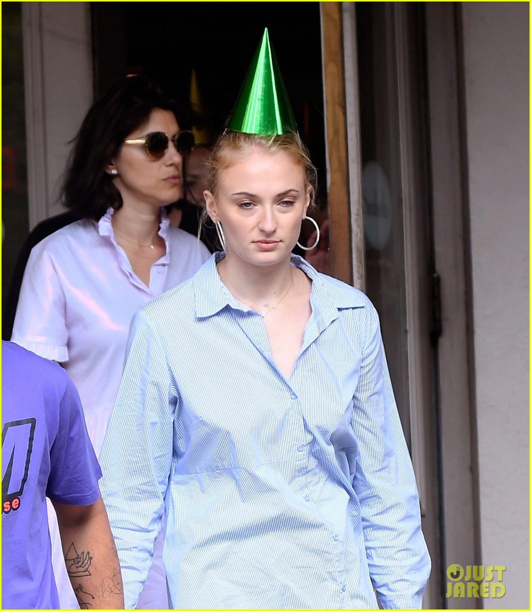 Joe Jonas & Sophie Turner Wear Party Hats at Birthday Lunch in New York