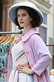 rachel brosnahan goes pretty in pink while filming mrs maisel 02