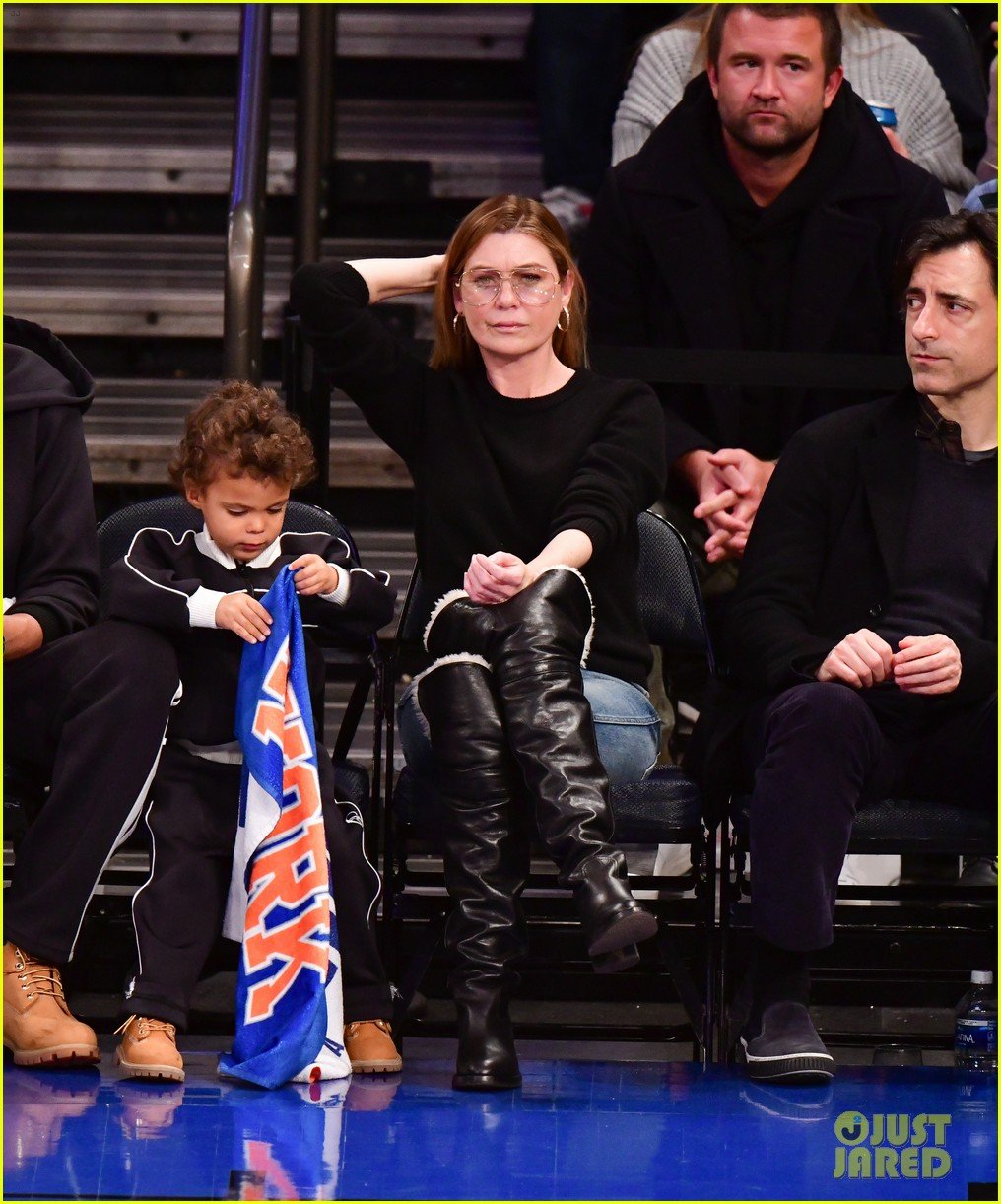 Ellen Pompeo & Husband Chris Ivery Bring Son Eli to Knicks Game in NYC!...