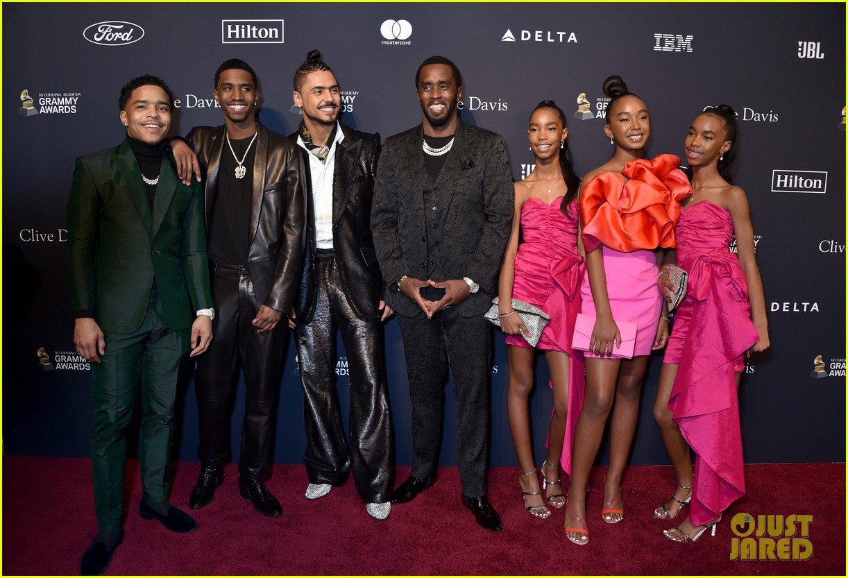 diddy joined by all six kids pre grammys gala 024422375