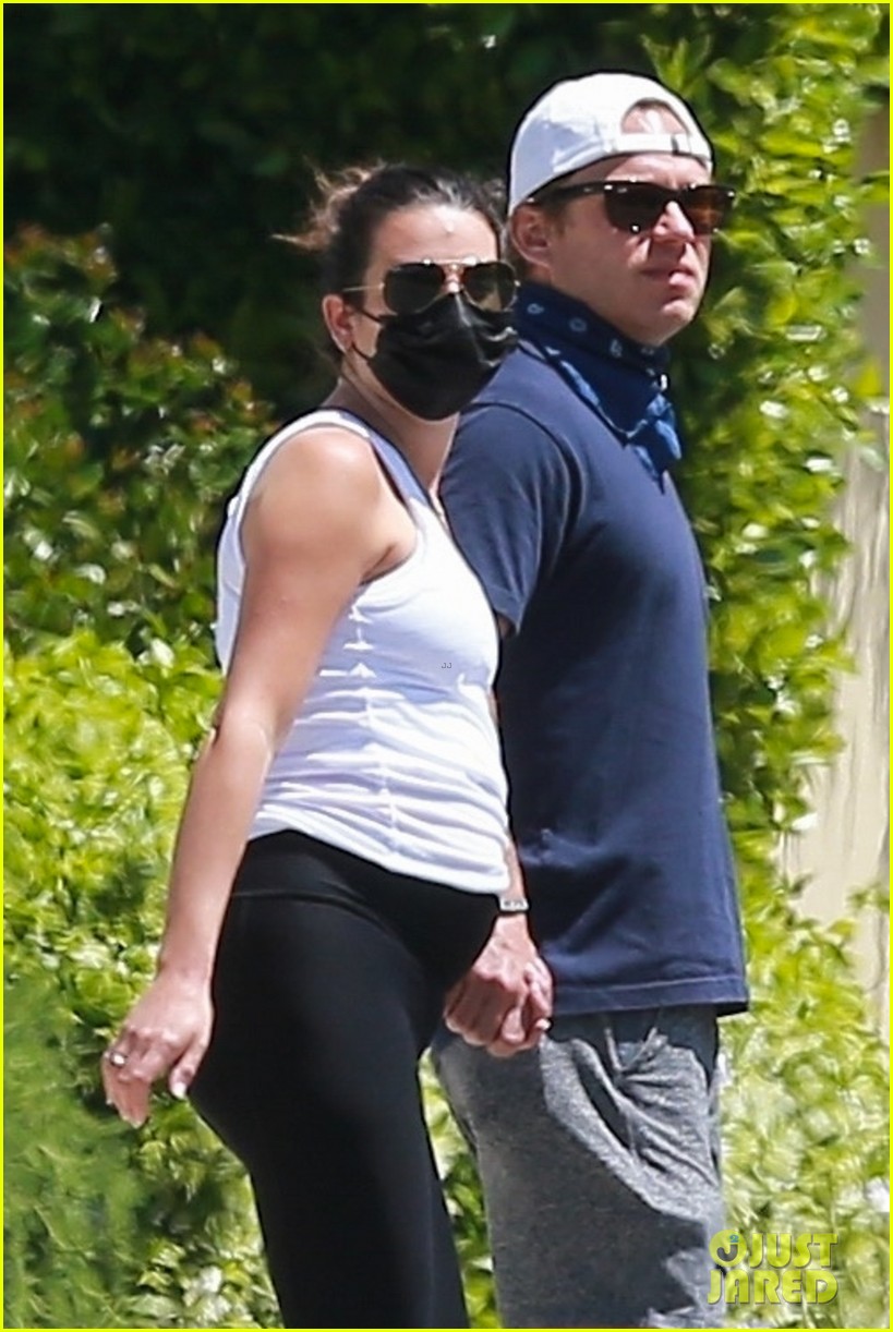 Pregnant Lea Michele Shows Off Baby Bump on a Walk with Husband Zandy