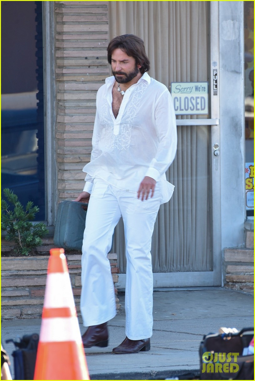 Bradley Cooper Looks Straight Out of the 1970s on Set of Paul Thomas