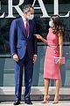 queen letizia pink dress third time wearing heraldado anniversary king felipe 11