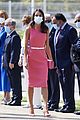 queen letizia pink dress third time wearing heraldado anniversary king felipe 16