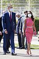 queen letizia pink dress third time wearing heraldado anniversary king felipe 18