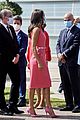 queen letizia pink dress third time wearing heraldado anniversary king felipe 30