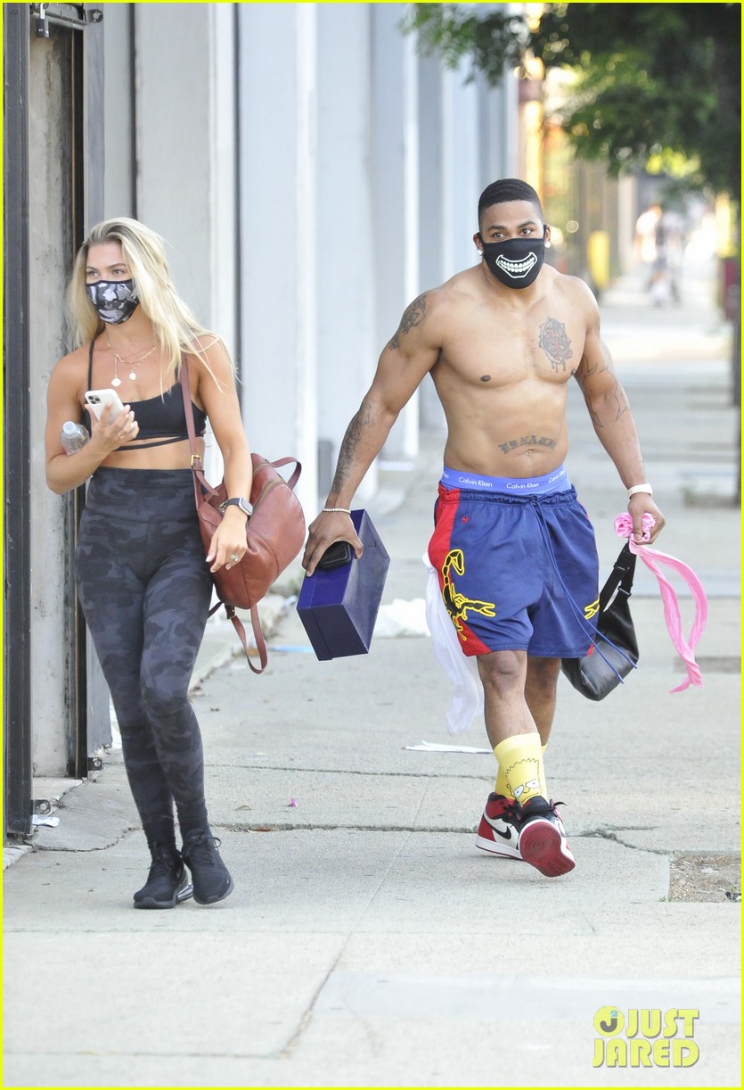 nelly looks buff going shirtless leaving dwts rehearsals 024485182