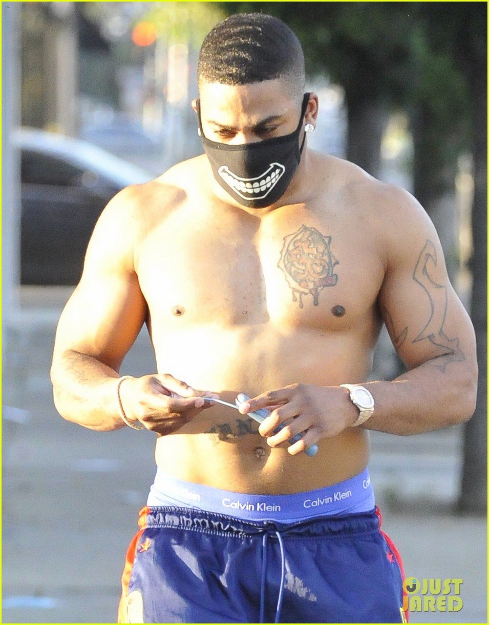 nelly looks buff going shirtless leaving dwts rehearsals 034485183