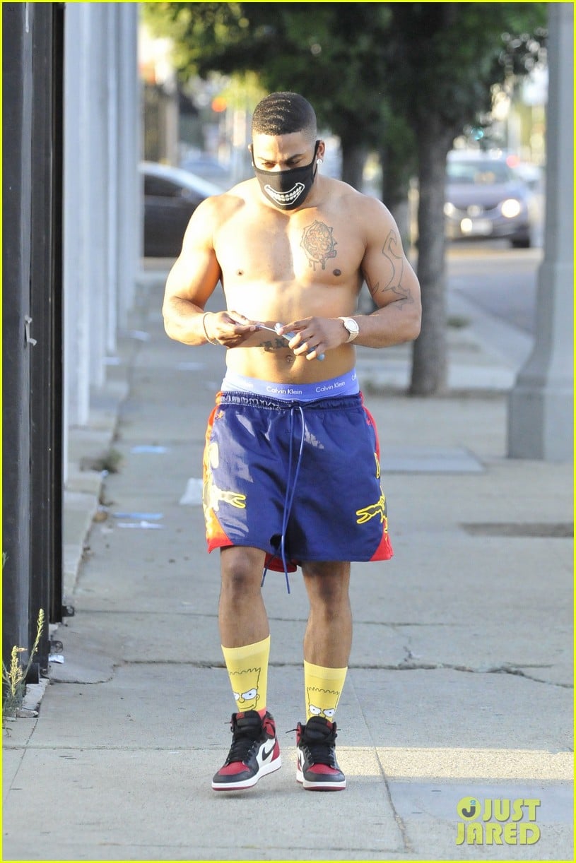 nelly looks buff going shirtless leaving dwts rehearsals 074485187