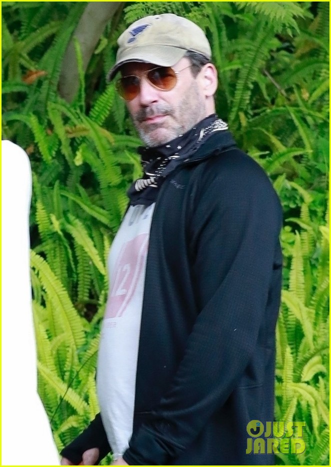 Jon Hamm & Girlfriend Anna Osceola Take His Dog for a Walk in Los Feliz
