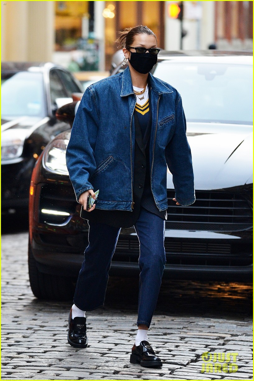 Bella Hadid Sports a Cool Look for Lunch with Friends in NYC: Photo