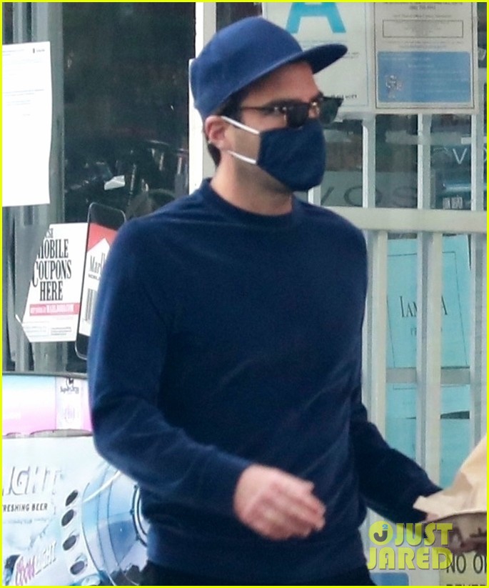 Zachary Quinto Keeps Things Cool in Blue While Picking Up Breakfast