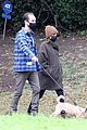 lily collins charlie mcdowell mask up walking dog 01