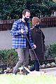 lily collins charlie mcdowell mask up walking dog 03