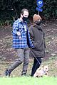 lily collins charlie mcdowell mask up walking dog 05