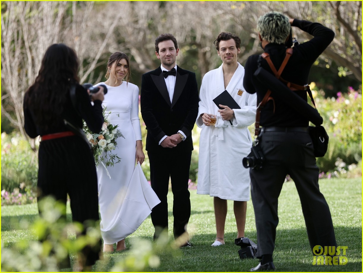 Harry Styles Wore a Bathrobe & Slippers for His Manager's Wedding