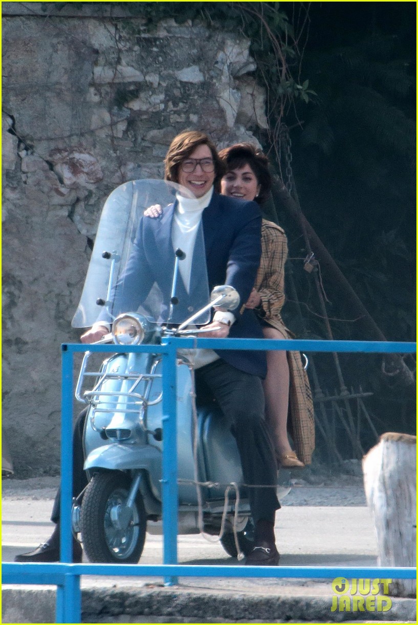 Full Sized Photo of lady gaga kisses adam driver house of gucci set 01