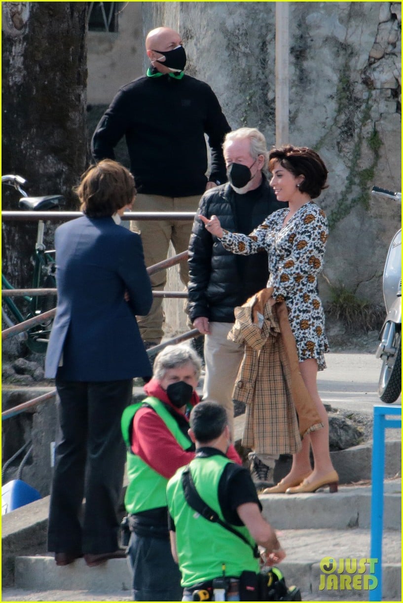 Full Sized Photo of lady gaga kisses adam driver house of gucci set 59