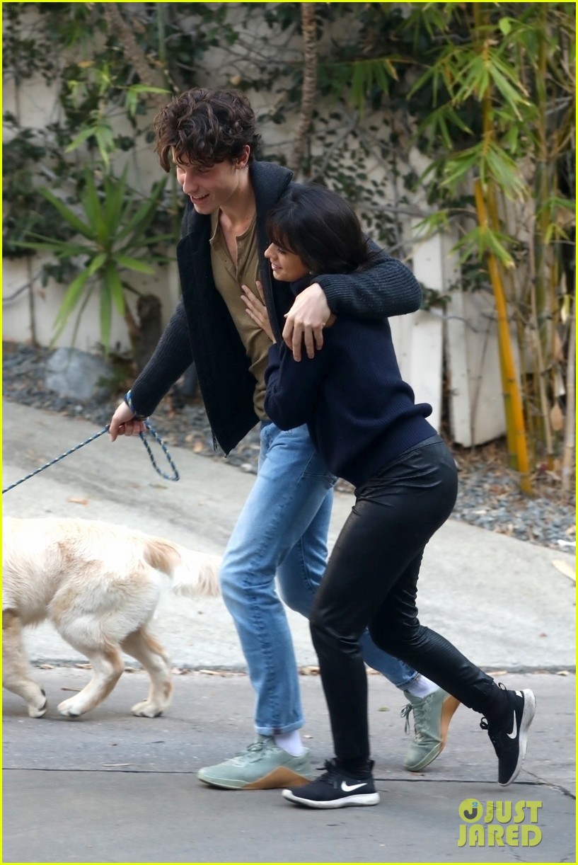Shawn Mendes & Camila Cabello Share a Kiss While Walking Their Dog