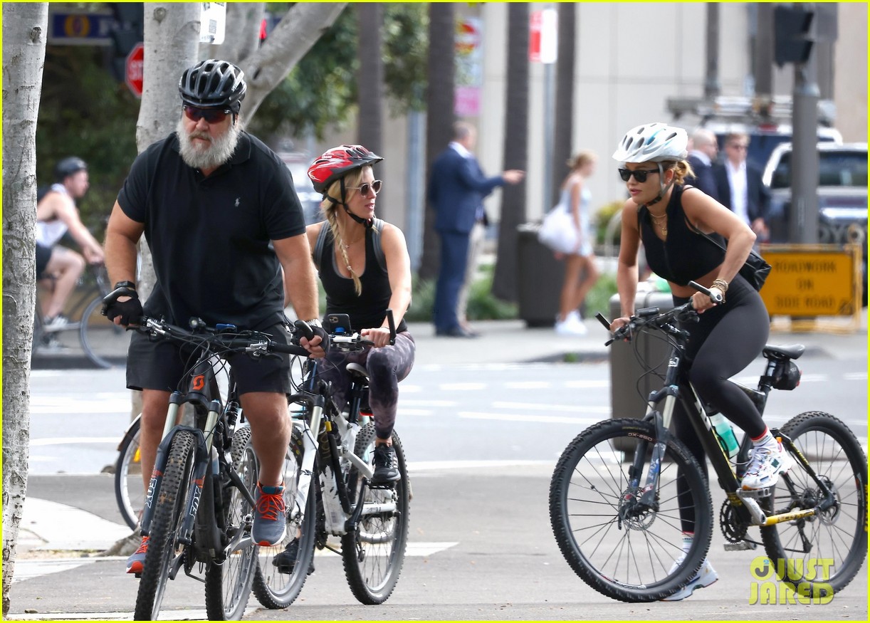 Rita Ora Joins Russell Crowe & Girlfriend Britney Theriot for Bike Ride