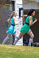 dove cameron chloe bennett yana perault get into character on first day of powerpuff 22