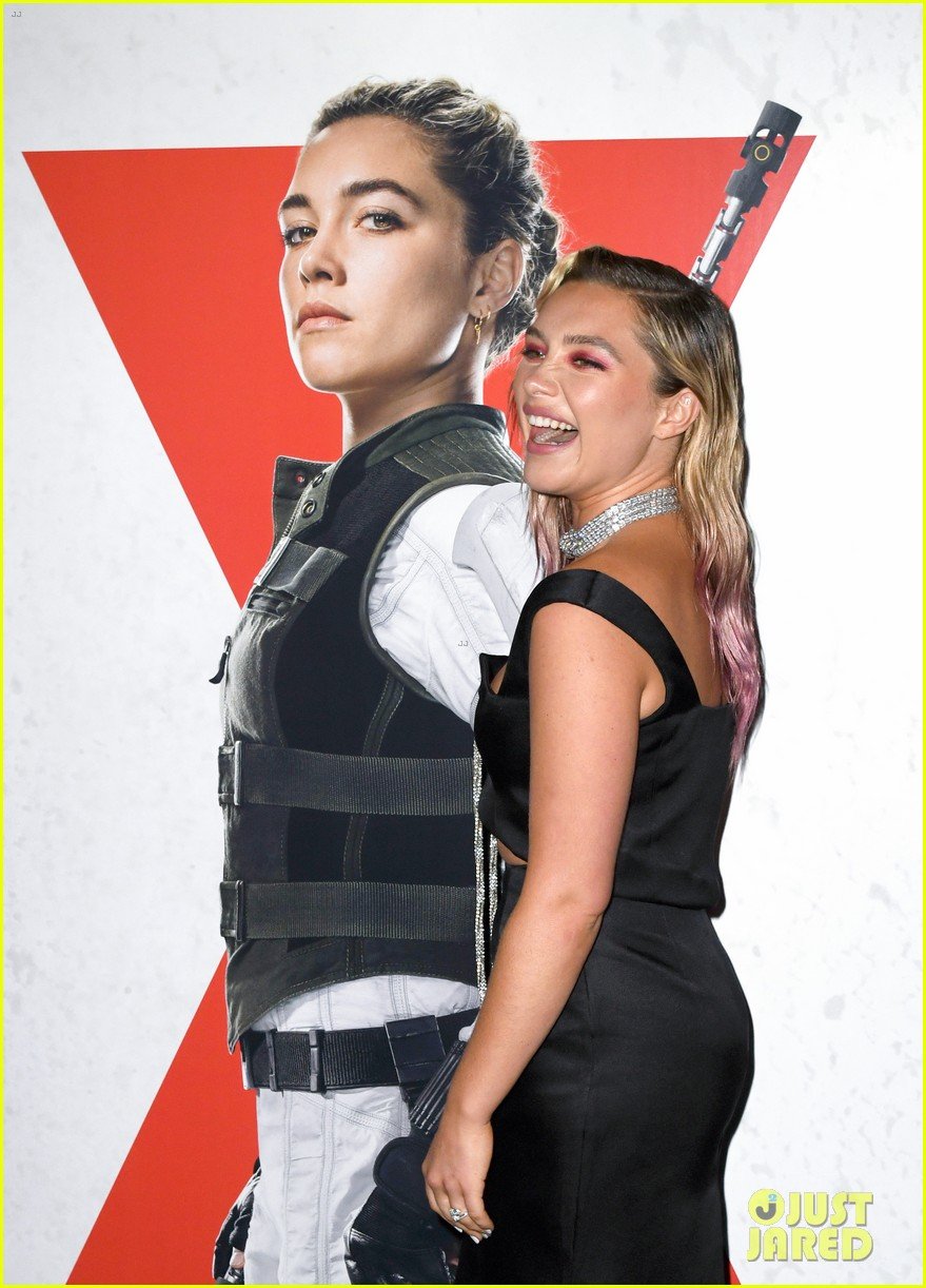 Florence Pugh Picks Her Poster's Nose at 'Black Widow' Premiere in