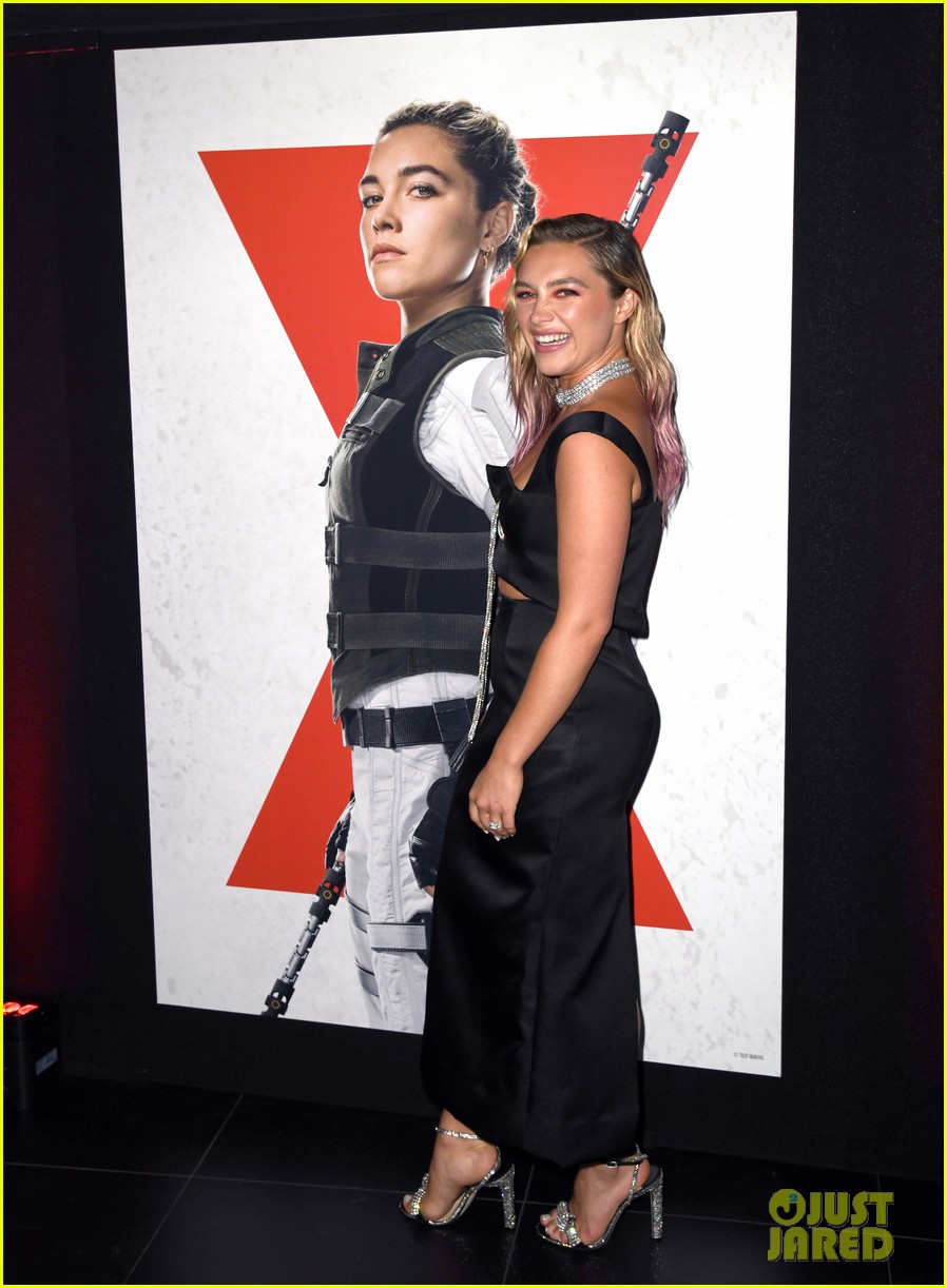 Florence Pugh Picks Her Poster's Nose at 'Black Widow' Premiere in