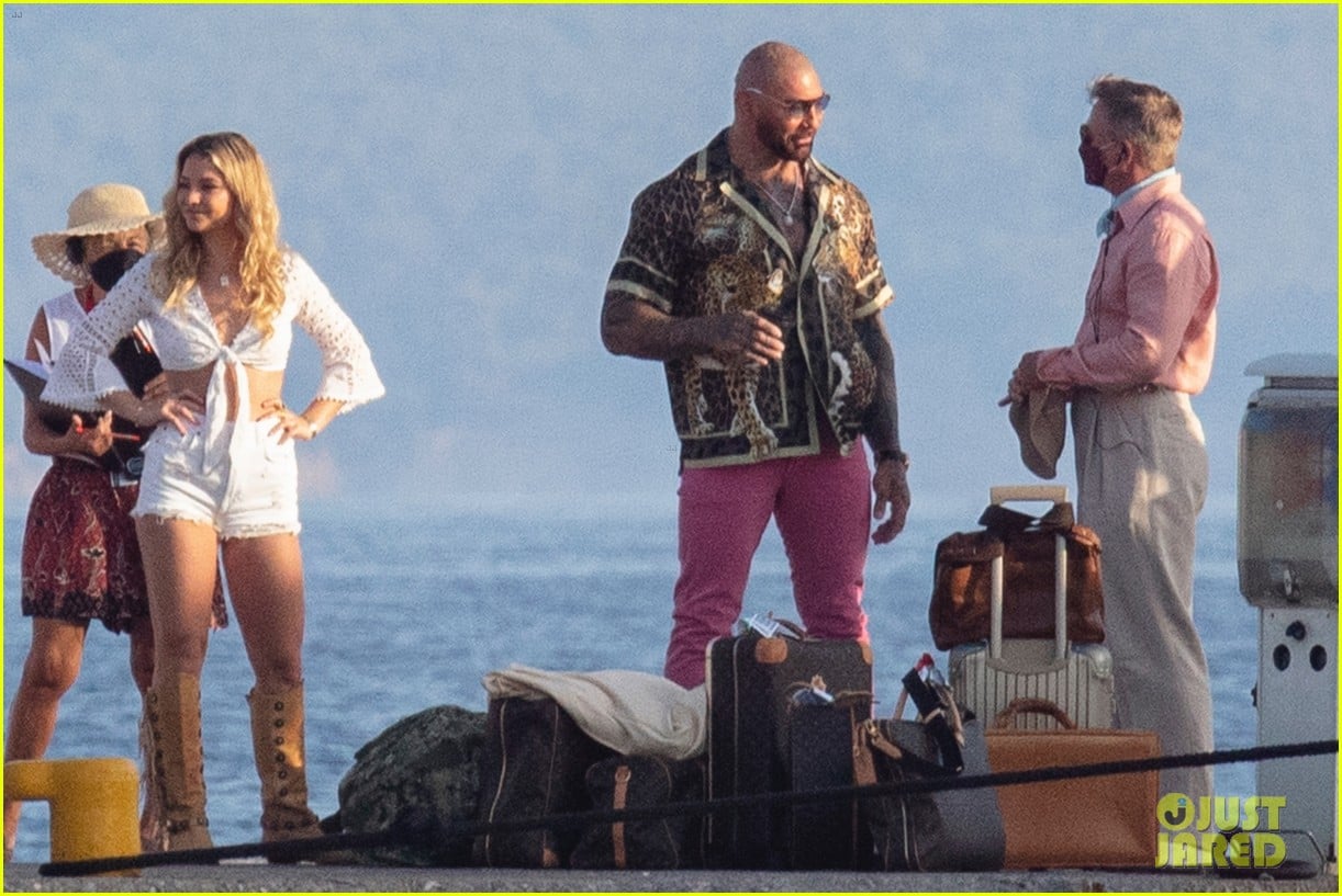 Daniel Craig Hugs Dave Bautista on 'Knives Out 2' Set with Kate Hudson