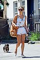 emilia clarke cute summer outfit to take dog for a walk 03