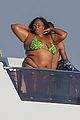 lizzo boat day in green bikini 33