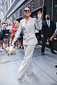 lady gaga pinstriped suit nyc hotel leaving 02