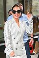 lady gaga pinstriped suit nyc hotel leaving 03