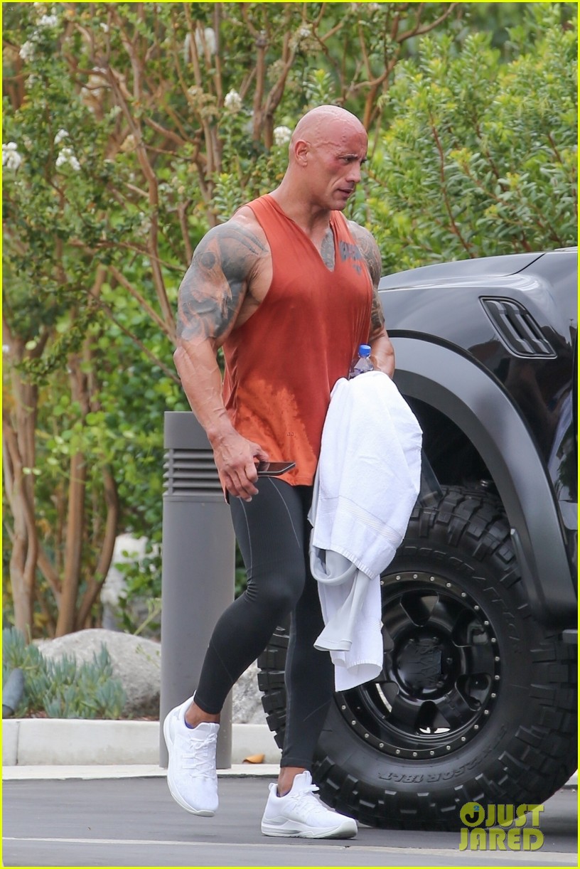 dwayne johnson drenched in sweat after workout 014608072