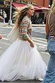sarah jessica parker striped sweater white dress and just like that 01