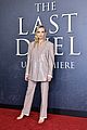 jodie comer wears shimmering suit for london the last duel 16