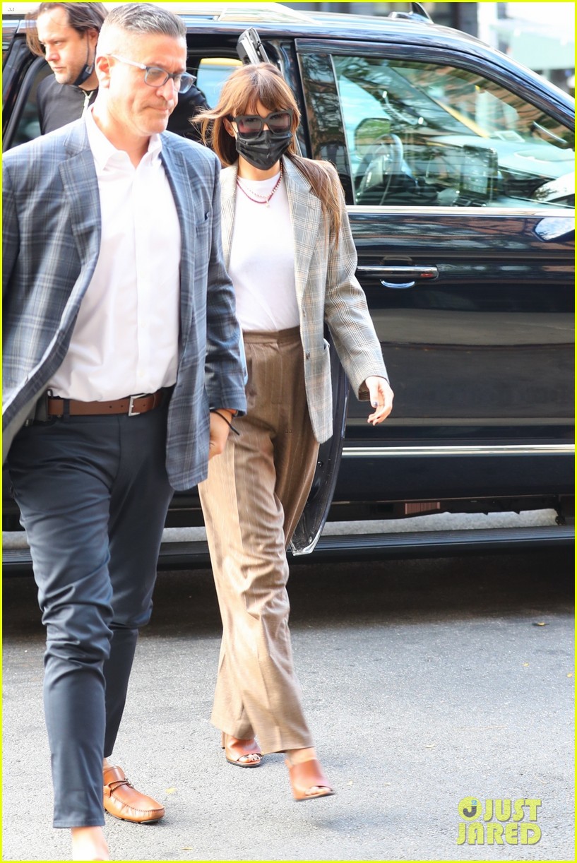 Dakota Johnson Looks Business Chic in a Plaid Blazer While in New York