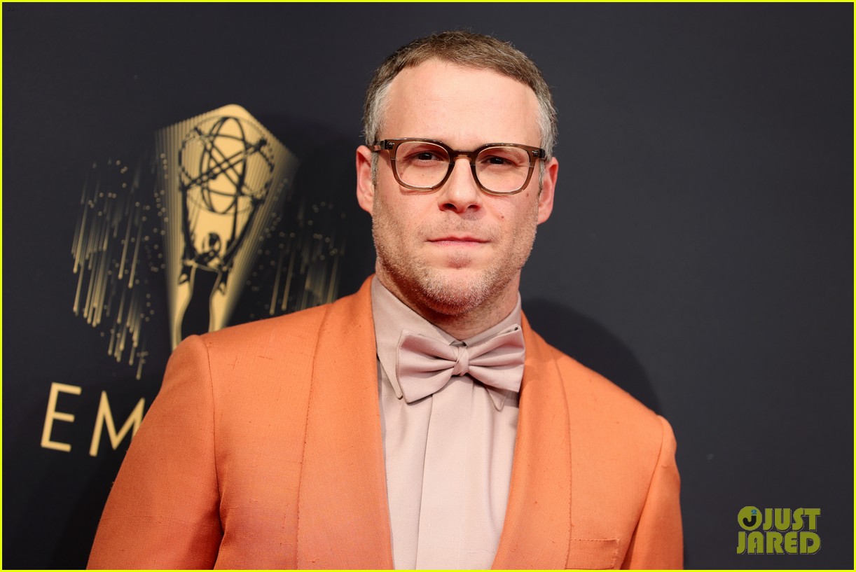 Seth Rogen Suits Up In An Orange Jacket For Emmy Awards 2021 Photo