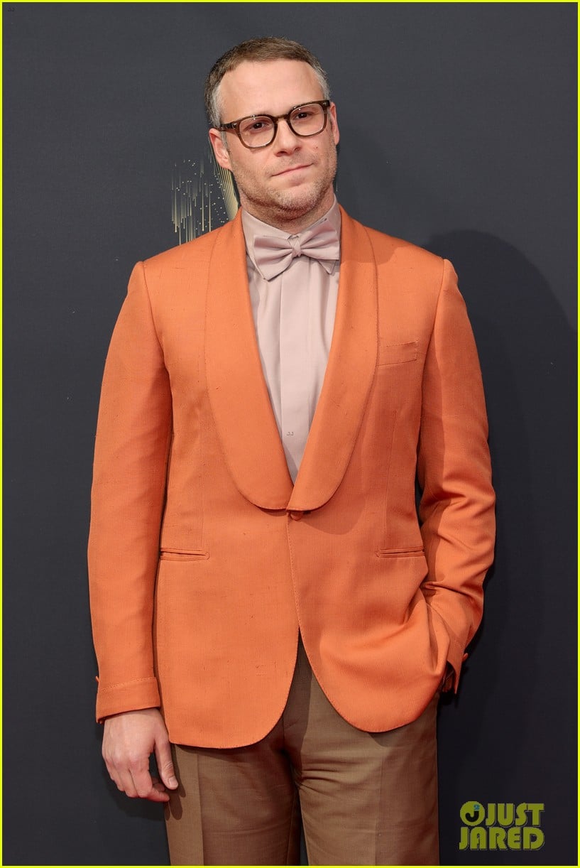 Seth Rogen Suits Up In An Orange Jacket For Emmy Awards 2021 Photo