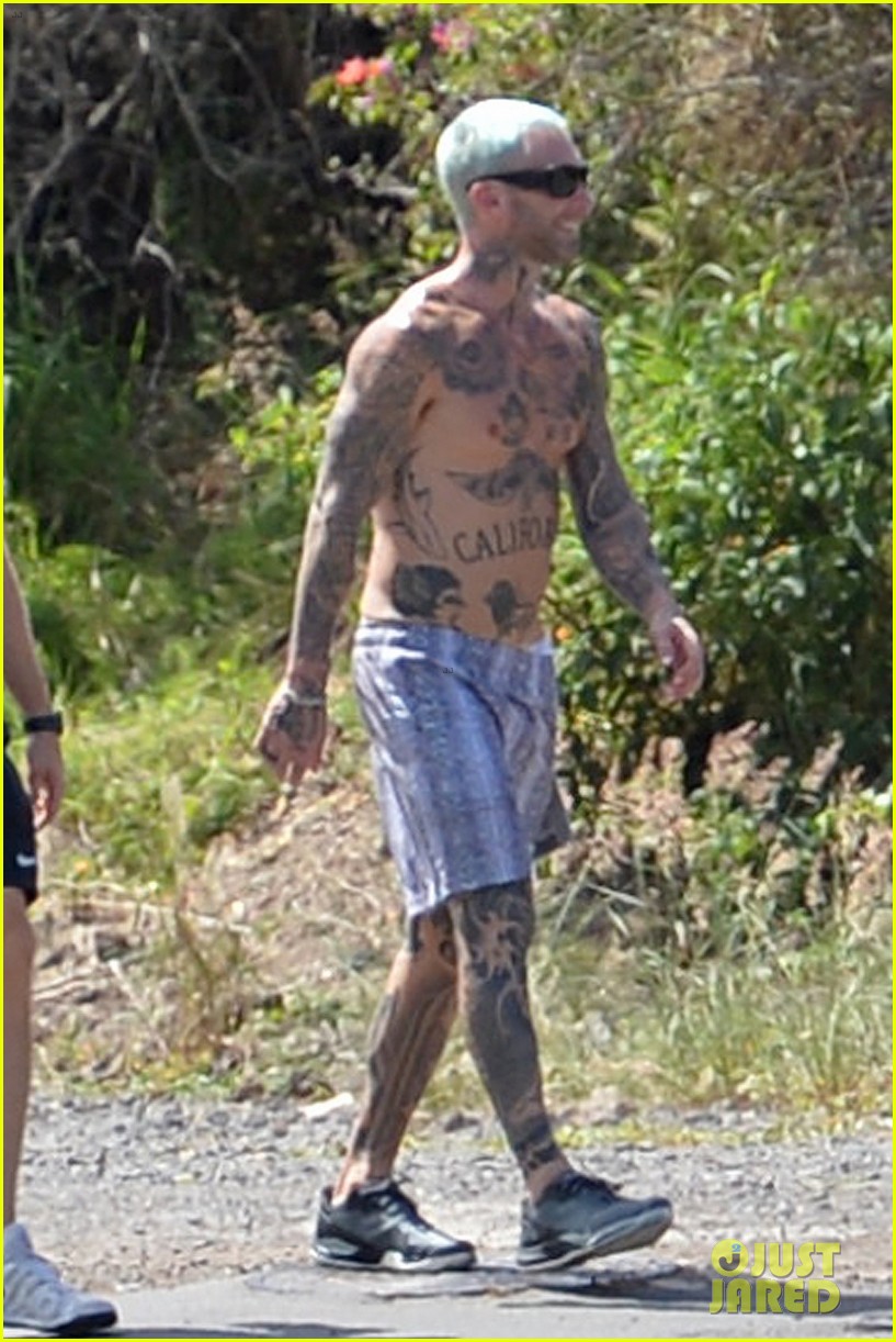adam levine goes shirtless walk in hawaii 034641958