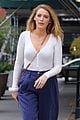 blake lively striped navy pants nyc errands 03