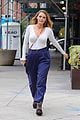 blake lively striped navy pants nyc errands 10
