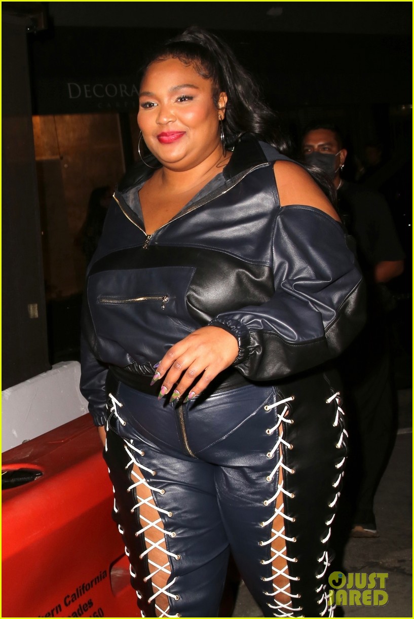 Lizzo Rocks LacedUp Leather Pants to Dinner in West Hollywood Photo