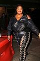 lizzo rocks laced up leather pants for night out 08