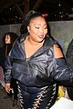 lizzo rocks laced up leather pants for night out 09