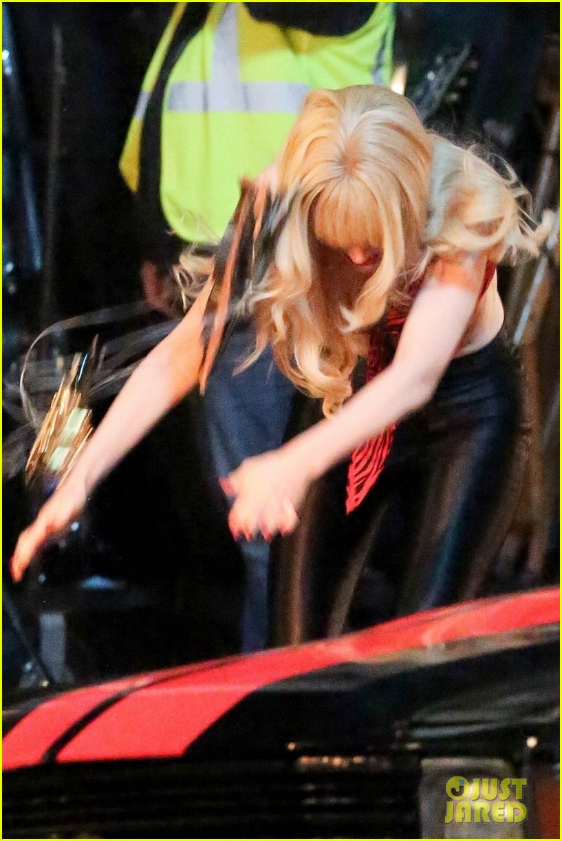Emmy Rossum Smashes a Guitar While Filming a Scene for 'Angelyne